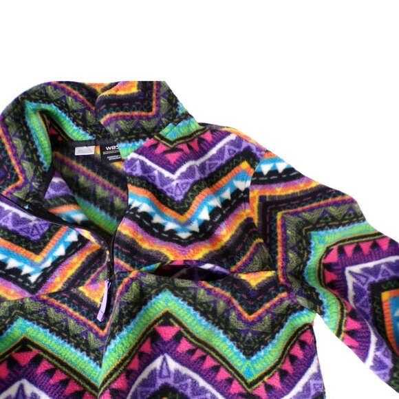 WESC Chevron Pattern Pullover Fleece Quarter Zip Sweatshirt Women M Men S #438 - Picture 10 of 10